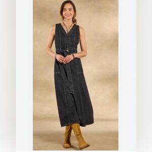 NWT Sundance Poppy denim midi jean sleeveless black dress size petite 6 6P new